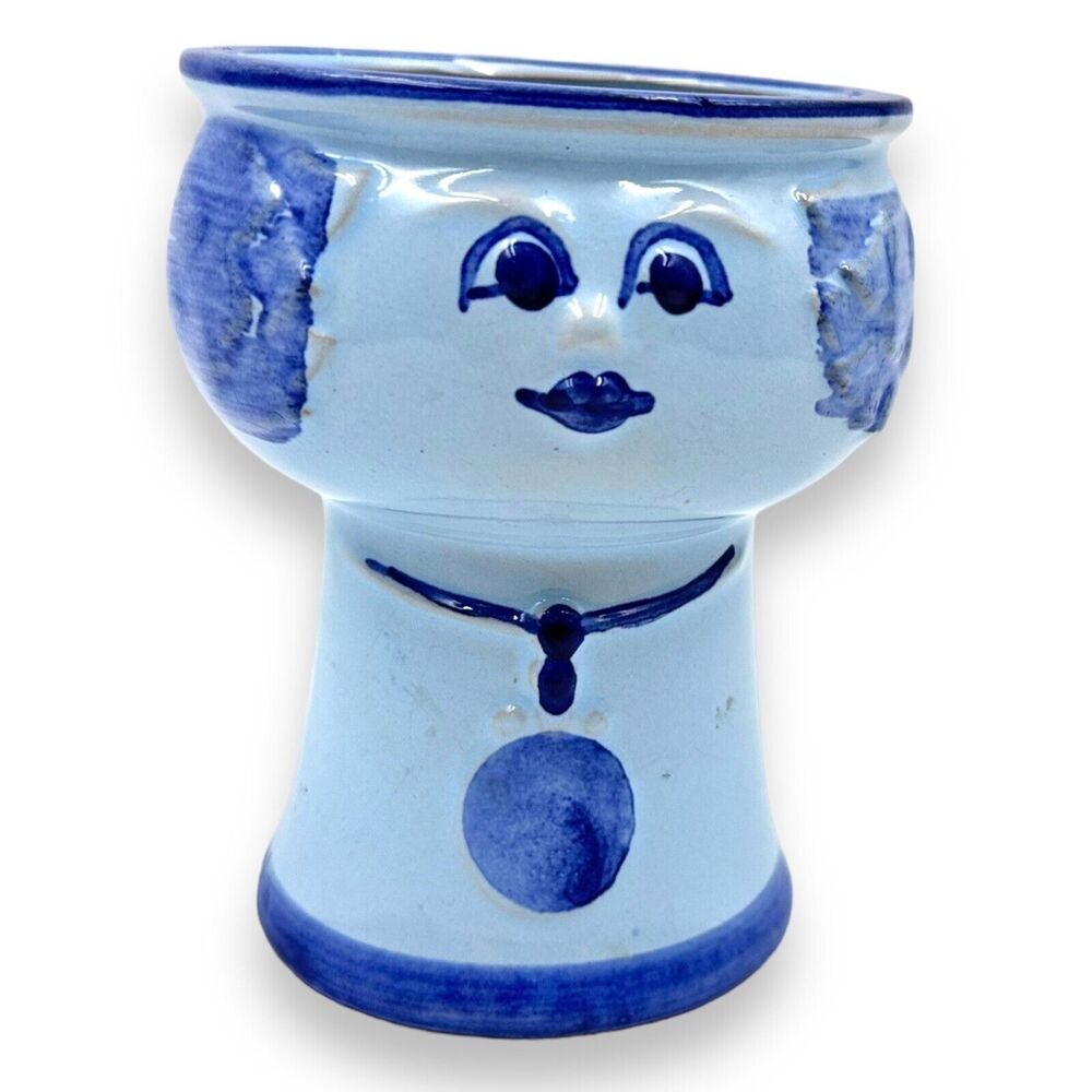 Vintage Ancher Iversen Special Design Head Face Vase Denmark Pottery Handpainted